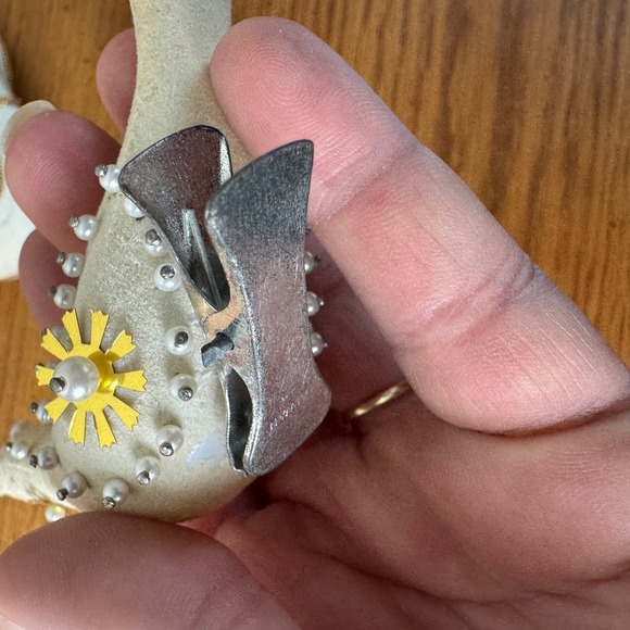 Set‎ of 3 Vintage Flocked Beaded Bird Christmas Ornaments Clip on & Wired - Picture 9 of 13